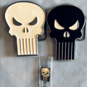 Set of two Punisher belt buckles, EUC